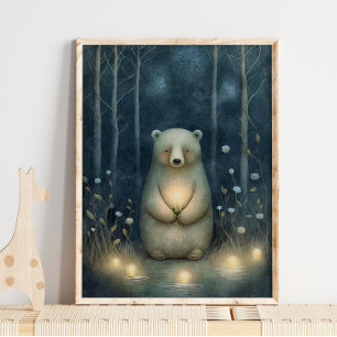 Mystical Bear Garden Print   Bear Print