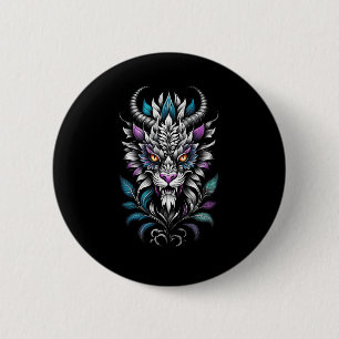 Mystical Beast Illustration – Burning Eyes Dragon 2 Inch Round Button