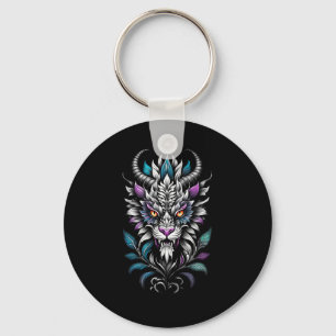 Mystical Beast Illustration – Burning Eyes Dragon Keychain
