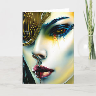 Mystical Beauty Golden Vampire Goddess Holiday Card