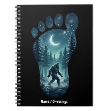 Mystical Bigfoot Footprint Starry Forest Night Art