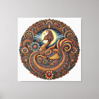 Mystical Bird Painting: A Vibrant Mandala of Art Canvas Print