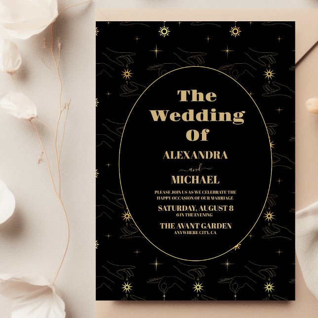 Mystical Black and Gold Tarot Wedding Invitation (Creator Uploaded)