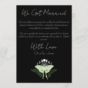 Mystical Black Boho Luna Moth Moon Phases  Invitation