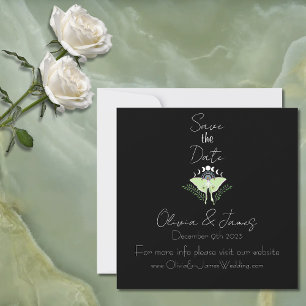 Mystical Black Boho Luna Moth Moon Phases  Save The Date