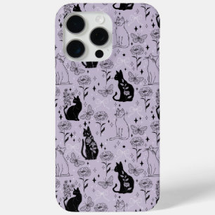 Mystical Black Cat and Butterfly Pattern   Witchy iPhone 15 Pro Max Case