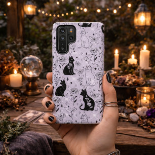 Mystical Black Cat and Butterfly Pattern   Witchy Samsung Galaxy Case