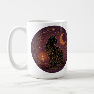 Mystical Black Cat Celestial Witchy Halloween  Coffee Mug
