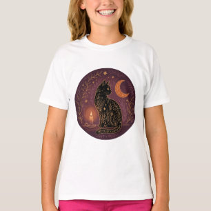 Mystical Black Cat Celestial Witchy Halloween Goth T-Shirt