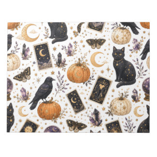 Mystical Black Cat Halloween Celestial Tarot Notepad