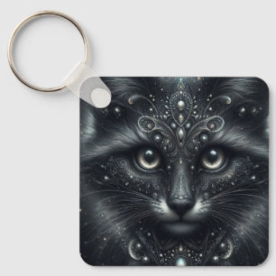 Mystical Black Cat Keychain