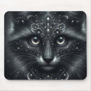 Mystical Black Cat Mouse Pad