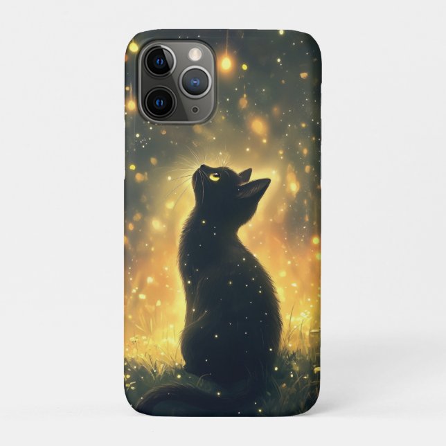 Mystical Black Cat Under Glowing Night Sky Case-Mate iPhone Case (Back)