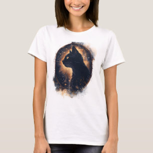 Mystical Black Cat Under Moonlight T-Shirt
