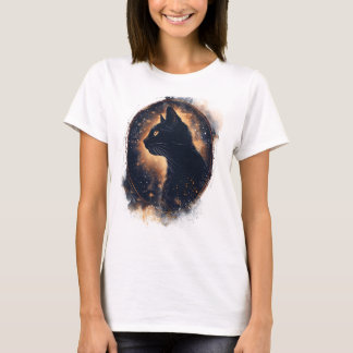 Mystical Black Cat Under Moonlight T-Shirt