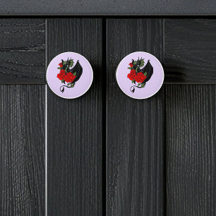 Mystical Black Dragon Red Roses Lavender Gothic Ceramic Knob