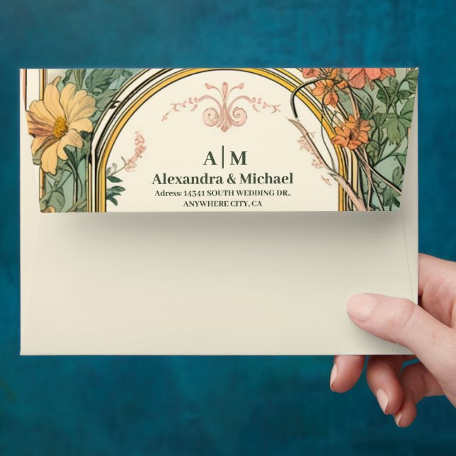Mystical Black Gold Celestial Stars Wedding  Envelope (Hand)