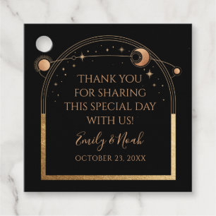 Mystical Black Gold Sun Moon Astronomy Wedding Favour Tags