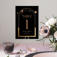 Mystical Black Gold Sun Moon Astronomy Wedding
