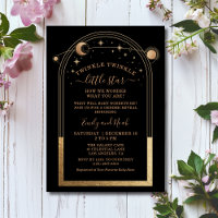 Mystical Black Gold Sun Moon Stars Baby Shower