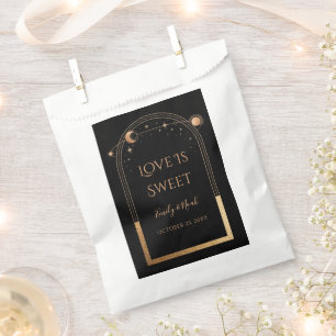 Mystical Black Gold Sun Moon Stars Wedding Favour Bag