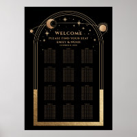 Mystical Black Gold Sun Moon Stars Wedding
