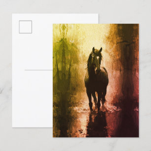 Mystical Black Horse – Dark Fantasy Equestrian Postcard