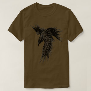 Mystical Black Raven Illustration Crow Artwork T-Shirt