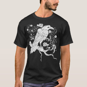Mystical Black Raven Illustration Crow Artwork T-Shirt