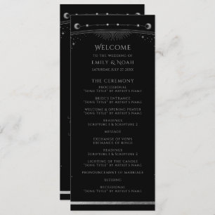 Mystical Black SIlver Sun Moon Stars Wedding Program