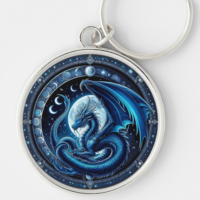 Mystical Blue Chinese Lunar New Year Dragon 2024  Keychain (Front)
