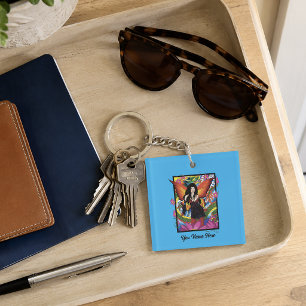 Mystical Blue Gothic Fantasy Fairy Dragon Keychain