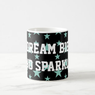 Mystical Blue-Green Stars and Black Background Coffee Mug