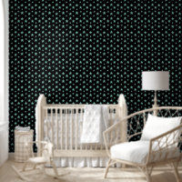 Mystical Blue-Green Stars and Black Background