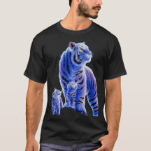 Mystical Blue Ice Tiger Family Graphic T-Shirt