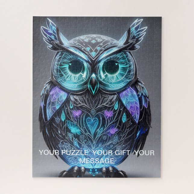 Mystical Blue Owl of Light Jigsaw Puzzle (Vertical)