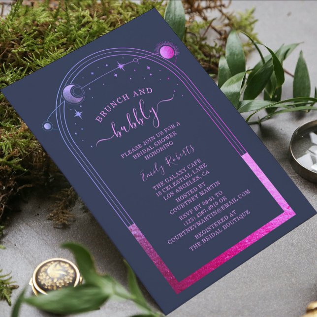Mystical Blue Purple Celestial Bridal Shower Invitation (Creator Uploaded)