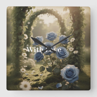 Mystical Blue Rose Timeless Heirloom Gift Floral Square Wall Clock