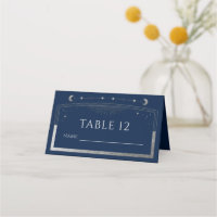 Mystical Blue Silver Sun Moon Stars Wedding