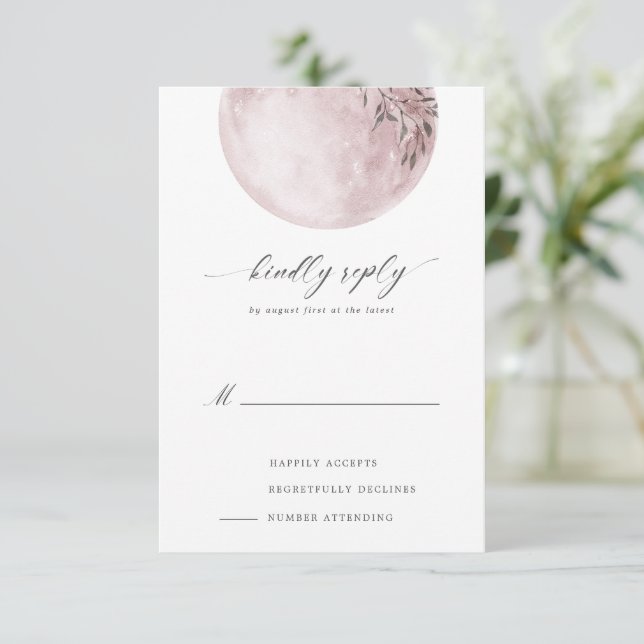 Mystical Blush Full Moon RSVP Card (Standing Front)