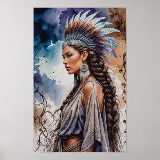 Mystical Bohemian Woman Warrior Poster