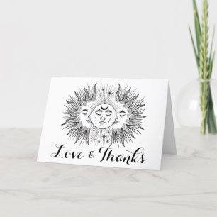 Mystical Boho Celestial Sun & Moon Handfasting Thank You Card