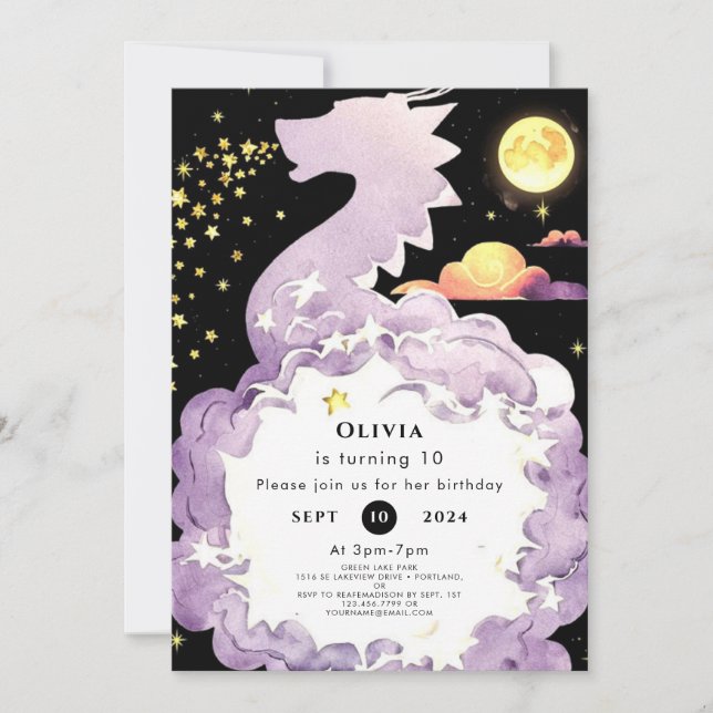  Mystical Boho Dragon Birthday  Invitation (Front)