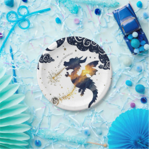 Mystical Boho Dragon Birthday Paper Plate