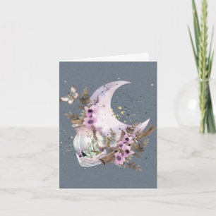 Mystical Boho Lavender Anemone Moon Note Card