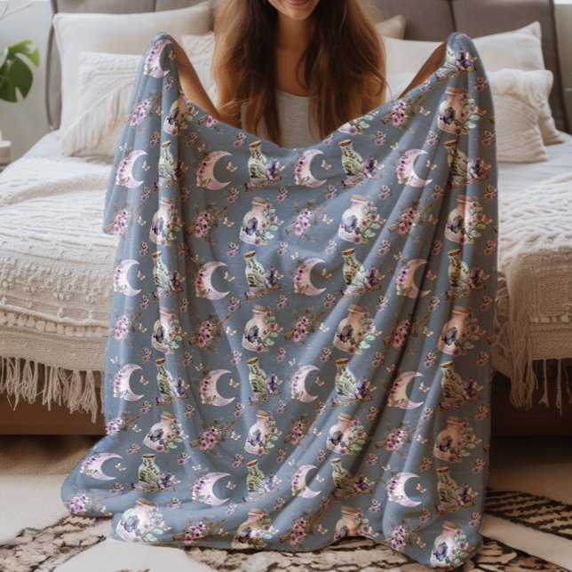 Mystical Boho Lavender Anemone Moon  Sherpa Blanket (Creator Uploaded)