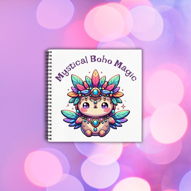 Mystical Boho Magic Purple Text on White | Notebook (Creator Uploaded)