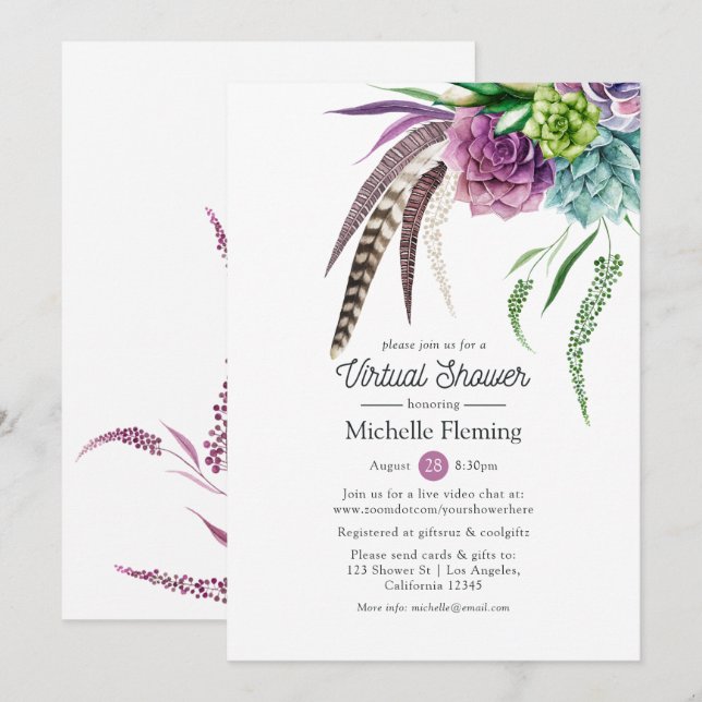 Mystical Boho Virtual Baby or Bridal Shower Invitation (Front/Back)