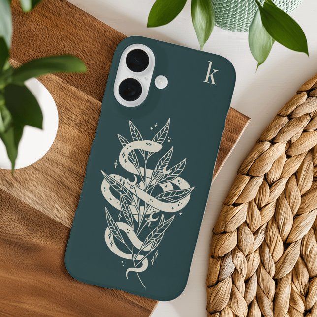 Mystical Botanical Snake Illustration Monogram Case-Mate iPhone Case (Creator Uploaded)