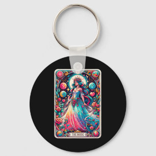Mystical Bride Tarot Card Enchanting Wedding Artwo Keychain